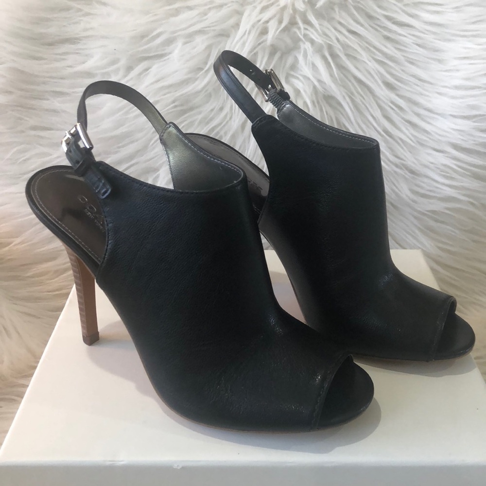 Coach Lanora Soft Grain Open Toe Heels, Black